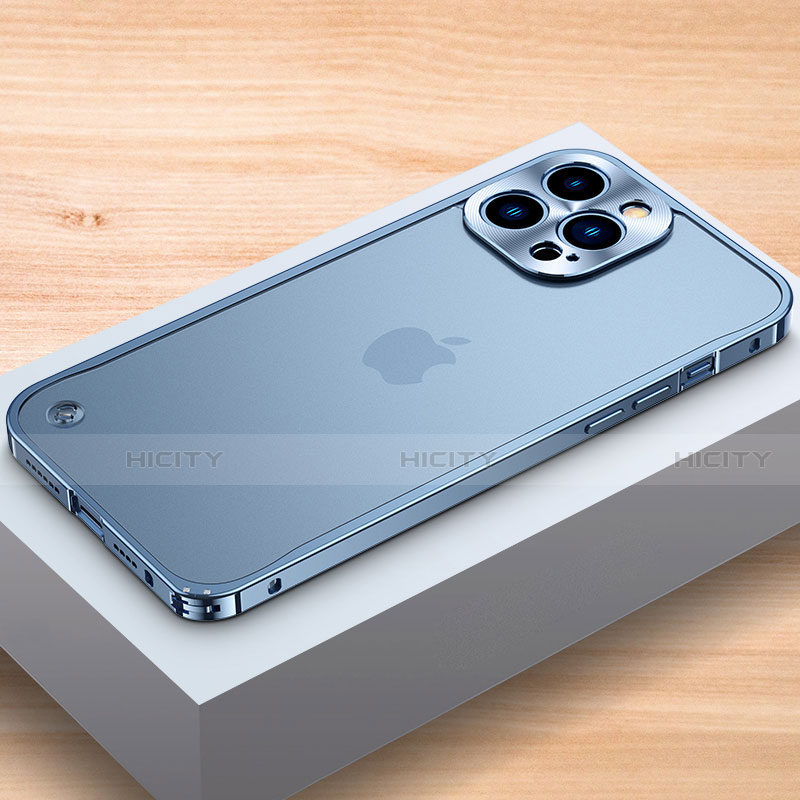 Custodia Lusso Alluminio Laterale Cover A04 per Apple iPhone 13 Pro Blu