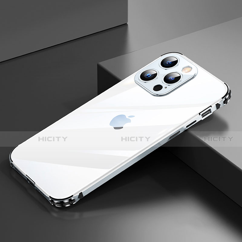 Custodia Lusso Alluminio Laterale Cover A06 per Apple iPhone 13 Pro Max Argento