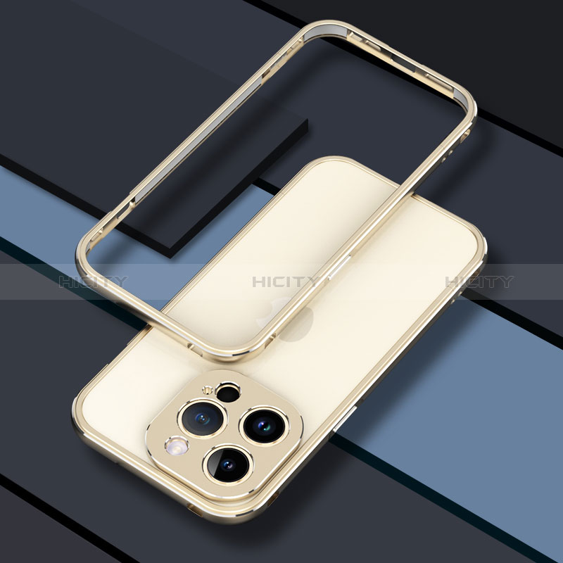 Custodia Lusso Alluminio Laterale Cover JZ1 per Apple iPhone 13 Pro Max Oro