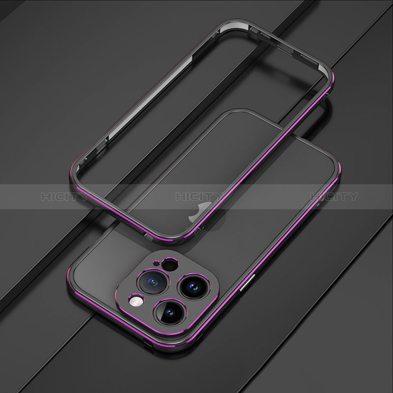 Custodia Lusso Alluminio Laterale Cover JZ1 per Apple iPhone 13 Pro Viola