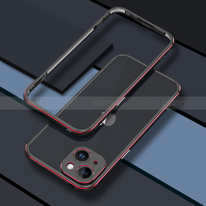 Custodia Lusso Alluminio Laterale Cover JZ1 per Apple iPhone 13 Rosso e Nero
