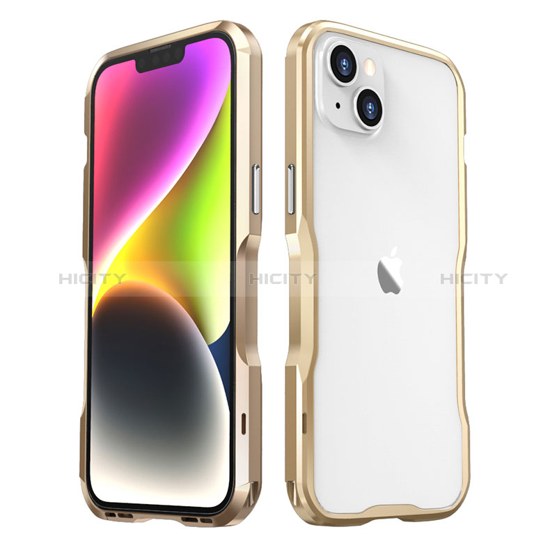 Custodia Lusso Alluminio Laterale Cover LF3 per Apple iPhone 14 Plus Oro