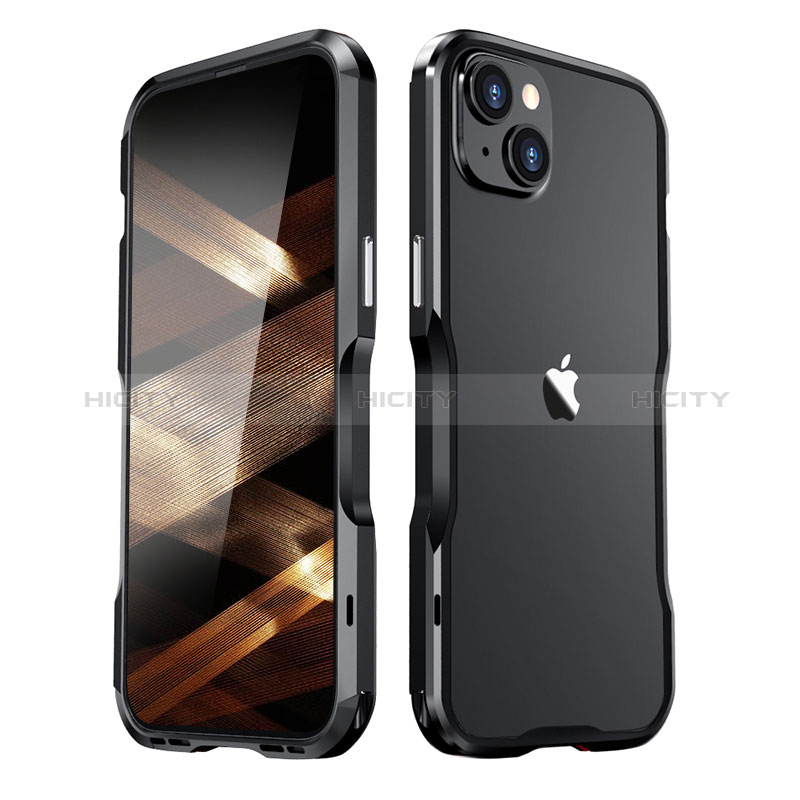 Custodia Lusso Alluminio Laterale Cover LF3 per Apple iPhone 15 Plus Nero