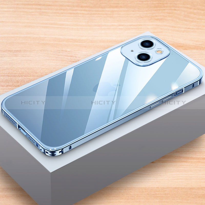 Custodia Lusso Alluminio Laterale Cover LK1 per Apple iPhone 14 Plus Blu