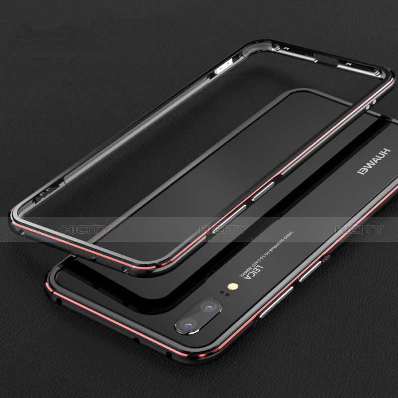 Custodia Lusso Alluminio Laterale Cover M01 per Huawei P20 Rosso e Nero