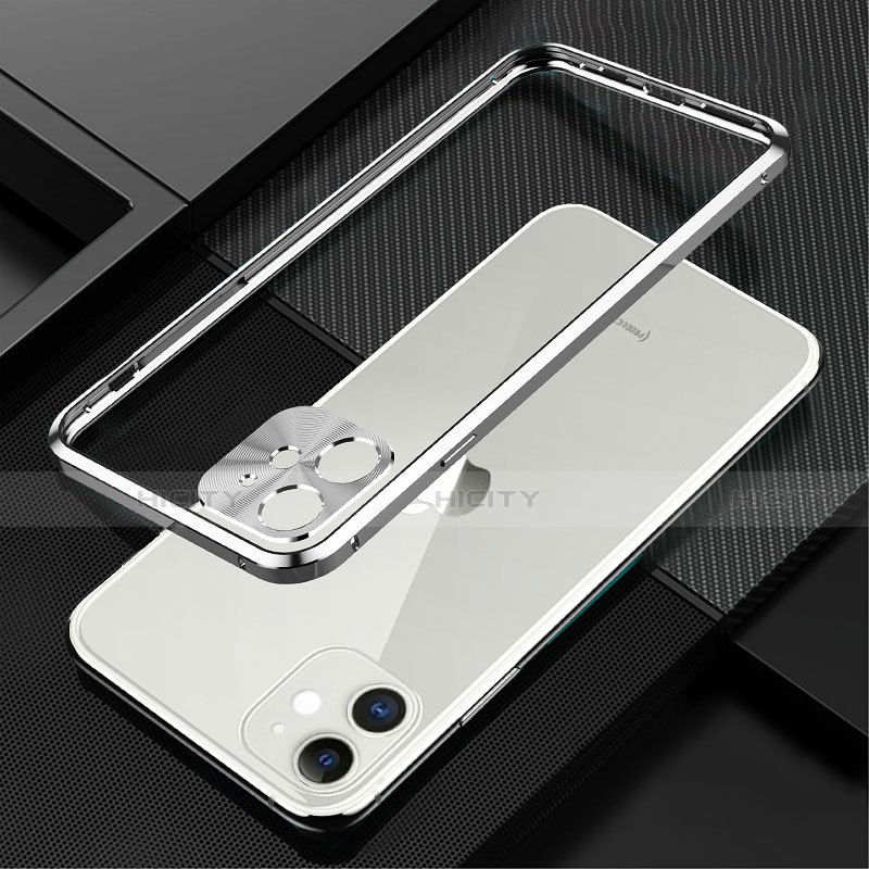 Custodia Lusso Alluminio Laterale Cover N01 per Apple iPhone 12 Mini Argento