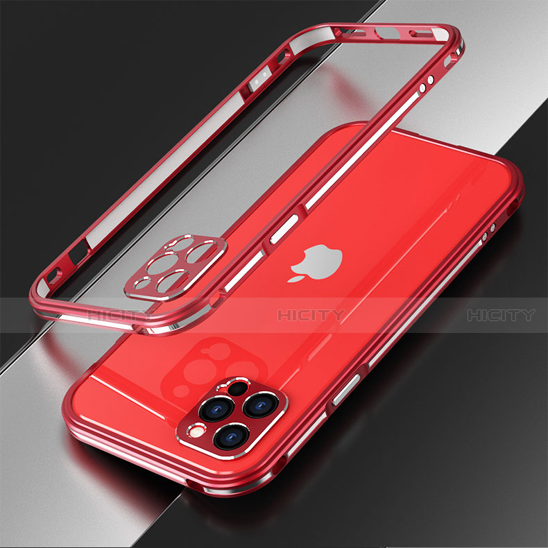 Custodia Lusso Alluminio Laterale Cover N01 per Apple iPhone 12 Pro Max Rosso