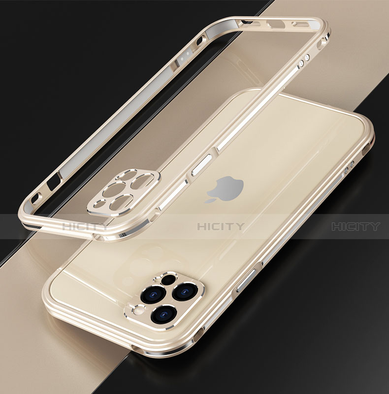 Custodia Lusso Alluminio Laterale Cover N01 per Apple iPhone 12 Pro Oro