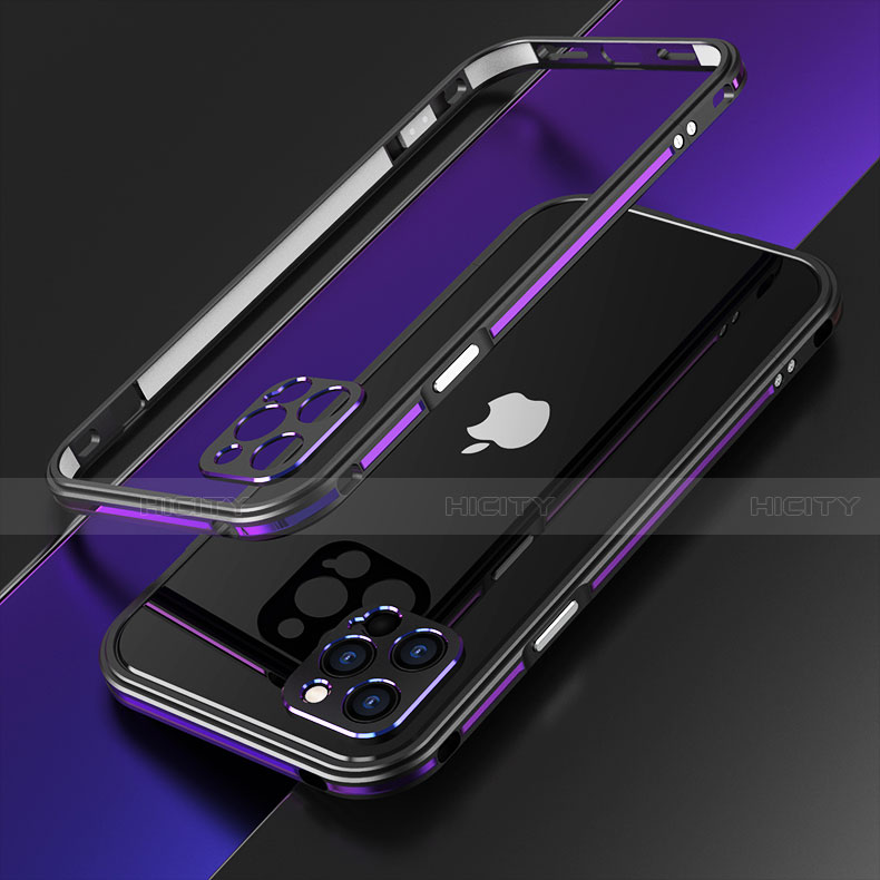 Custodia Lusso Alluminio Laterale Cover N01 per Apple iPhone 12 Pro Viola