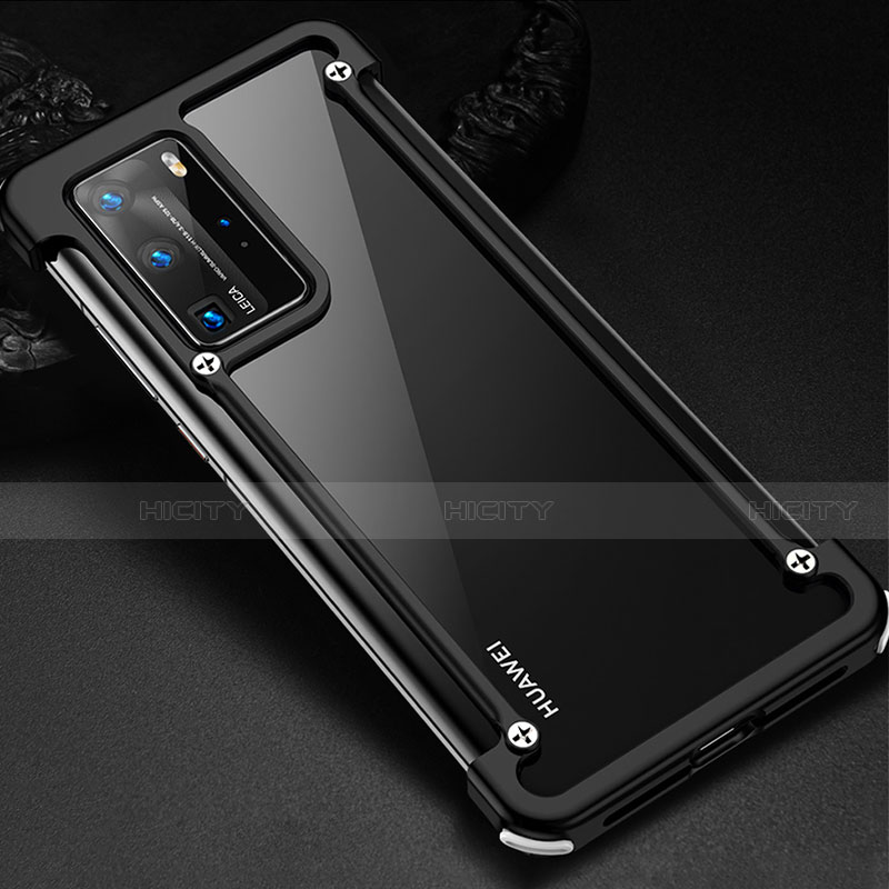 Custodia Lusso Alluminio Laterale Cover N01 per Huawei P40 Pro Nero