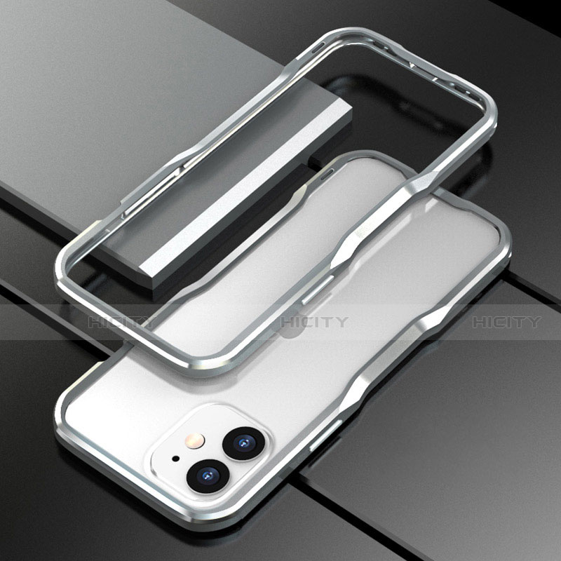 Custodia Lusso Alluminio Laterale Cover N02 per Apple iPhone 12 Argento