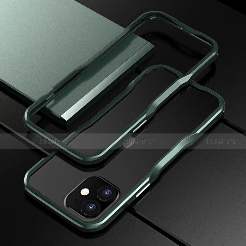 Custodia Lusso Alluminio Laterale Cover N02 per Apple iPhone 12 Mini Verde Notte