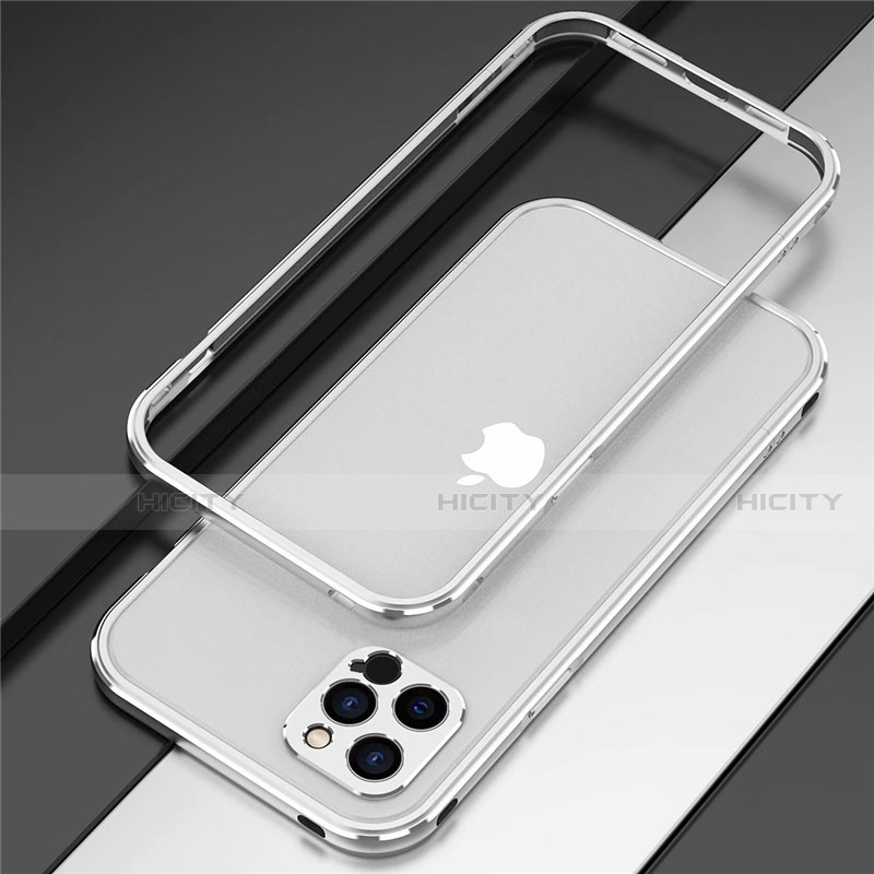 Custodia Lusso Alluminio Laterale Cover N02 per Apple iPhone 12 Pro Max Argento