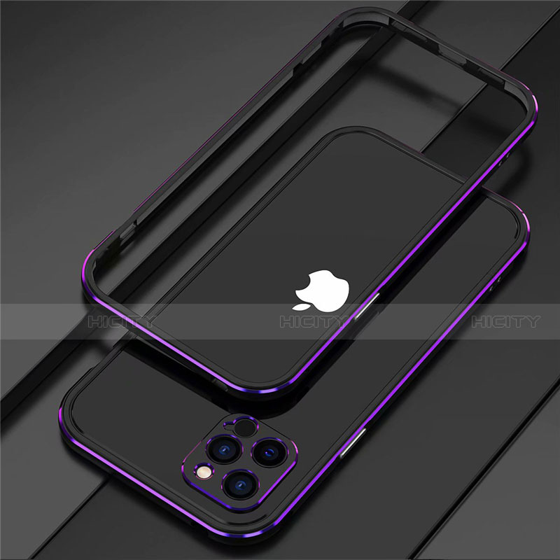 Custodia Lusso Alluminio Laterale Cover N02 per Apple iPhone 12 Pro Max Viola