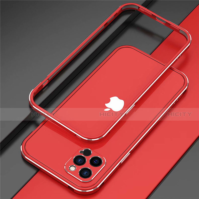 Custodia Lusso Alluminio Laterale Cover N02 per Apple iPhone 12 Pro Rosso