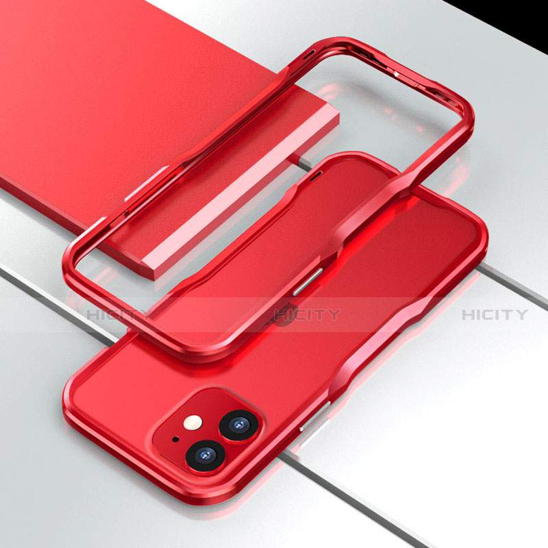 Custodia Lusso Alluminio Laterale Cover N02 per Apple iPhone 12 Rosso