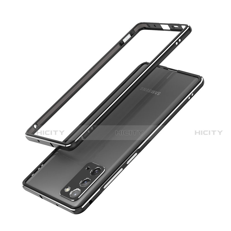 Custodia Lusso Alluminio Laterale Cover N03 per Samsung Galaxy Note 20 5G Argento e Nero