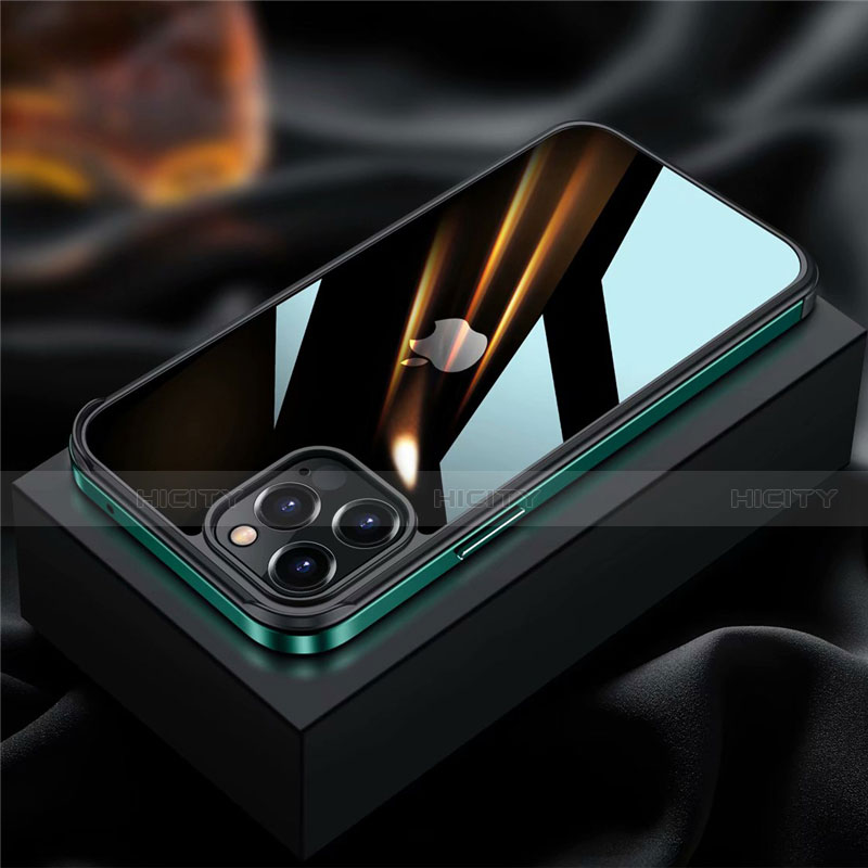 Custodia Lusso Alluminio Laterale Cover per Apple iPhone 12 Pro Max Verde