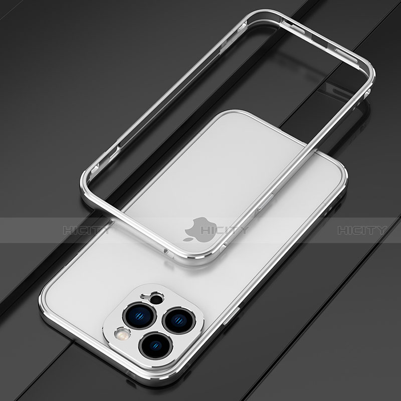 Custodia Lusso Alluminio Laterale Cover per Apple iPhone 13 Pro Argento