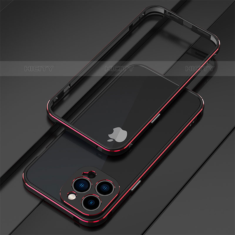 Custodia Lusso Alluminio Laterale Cover per Apple iPhone 15 Pro Rosso e Nero