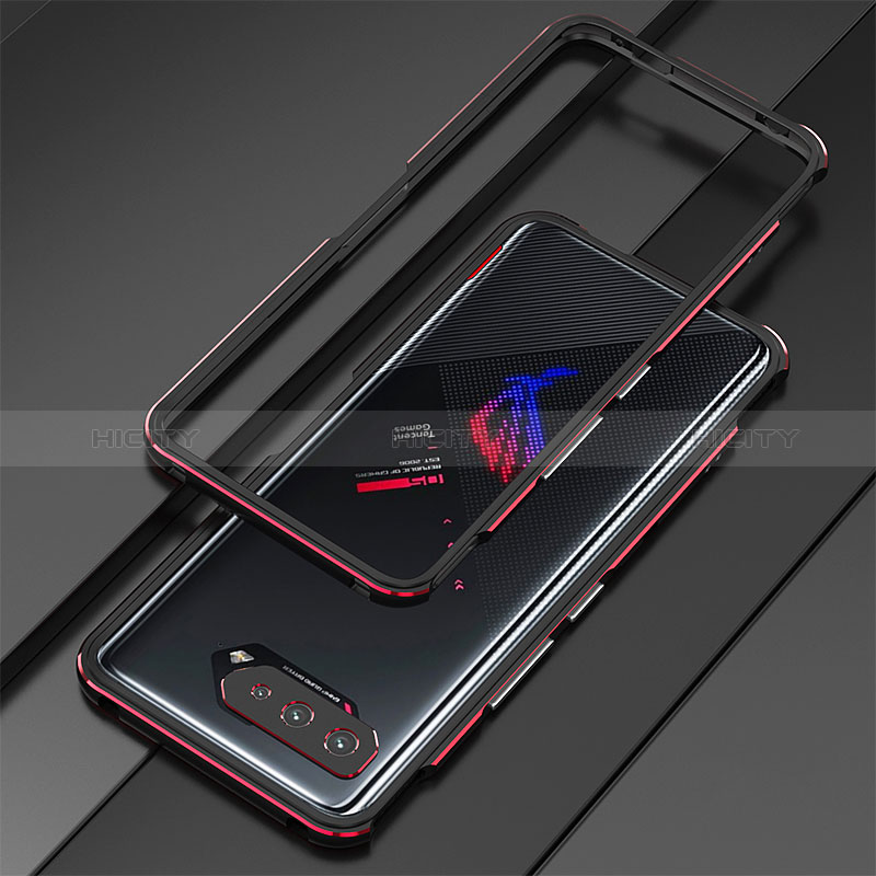Custodia Lusso Alluminio Laterale Cover per Asus ROG Phone 5s Rosso e Nero