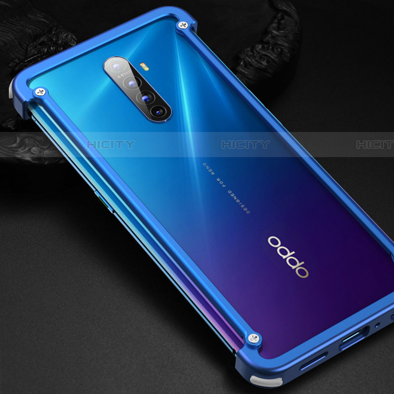 Custodia Lusso Alluminio Laterale Cover per Realme X2 Pro Blu