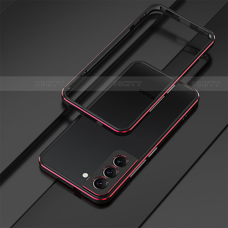 Custodia Lusso Alluminio Laterale Cover per Samsung Galaxy S22 Plus 5G Rosso e Nero