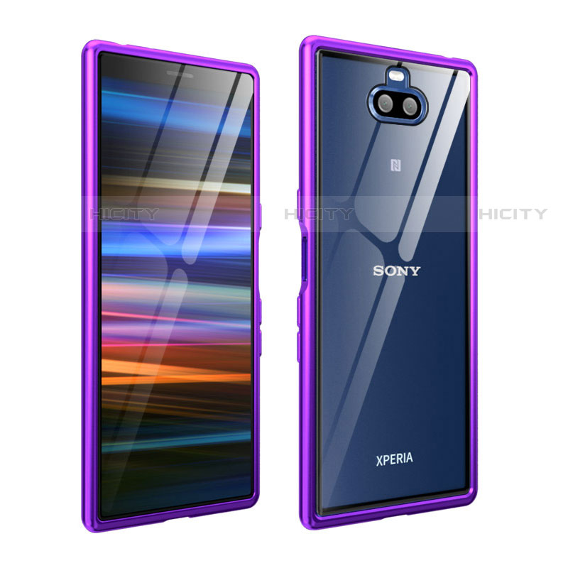 Custodia Lusso Alluminio Laterale Cover per Sony Xperia 10 Plus Viola