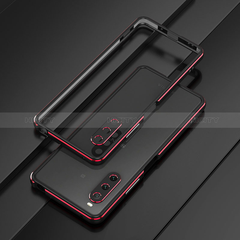 Custodia Lusso Alluminio Laterale Cover per Sony Xperia 10 V Rosso e Nero