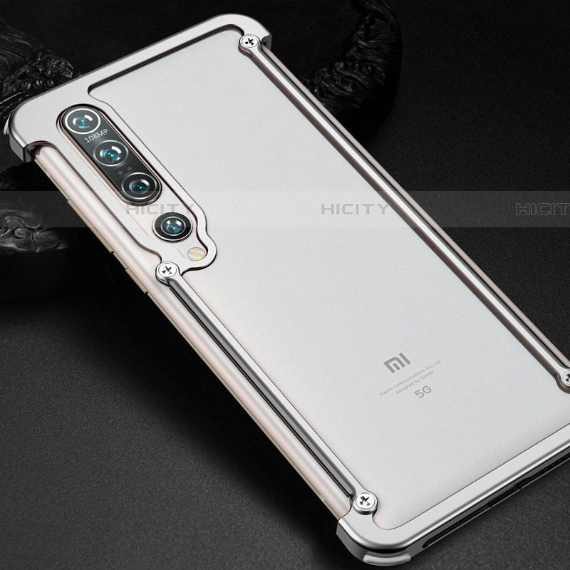 Custodia Lusso Alluminio Laterale Cover per Xiaomi Mi 10 Pro Argento