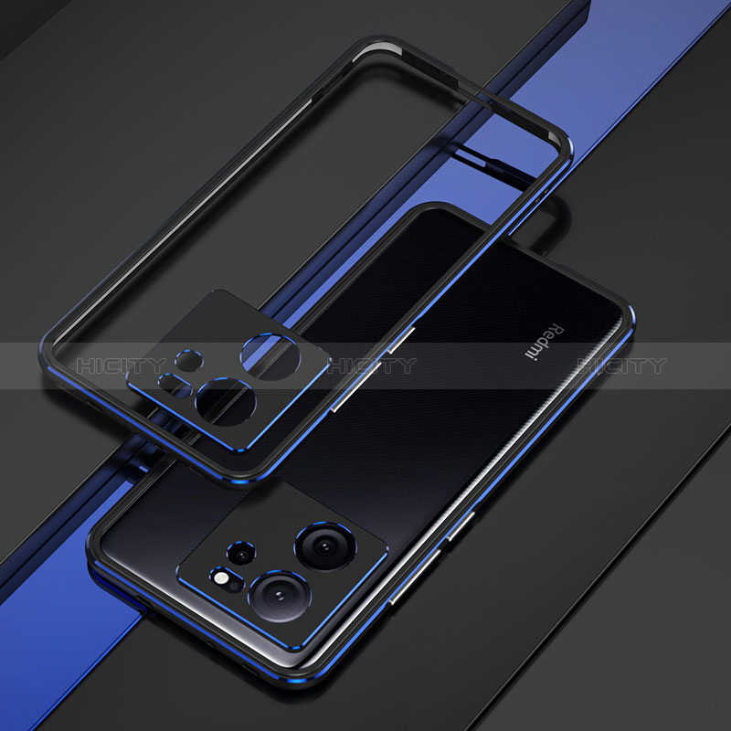 Custodia Lusso Alluminio Laterale Cover per Xiaomi Mi 13T 5G Blu e Nero
