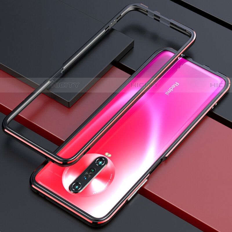 Custodia Lusso Alluminio Laterale Cover per Xiaomi Redmi K30 5G Rosso e Nero