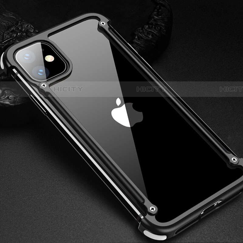 Custodia Lusso Alluminio Laterale Cover T01 per Apple iPhone 11 Nero
