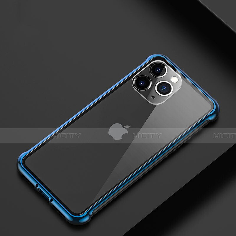 Custodia Lusso Alluminio Laterale Cover T01 per Apple iPhone 11 Pro Blu