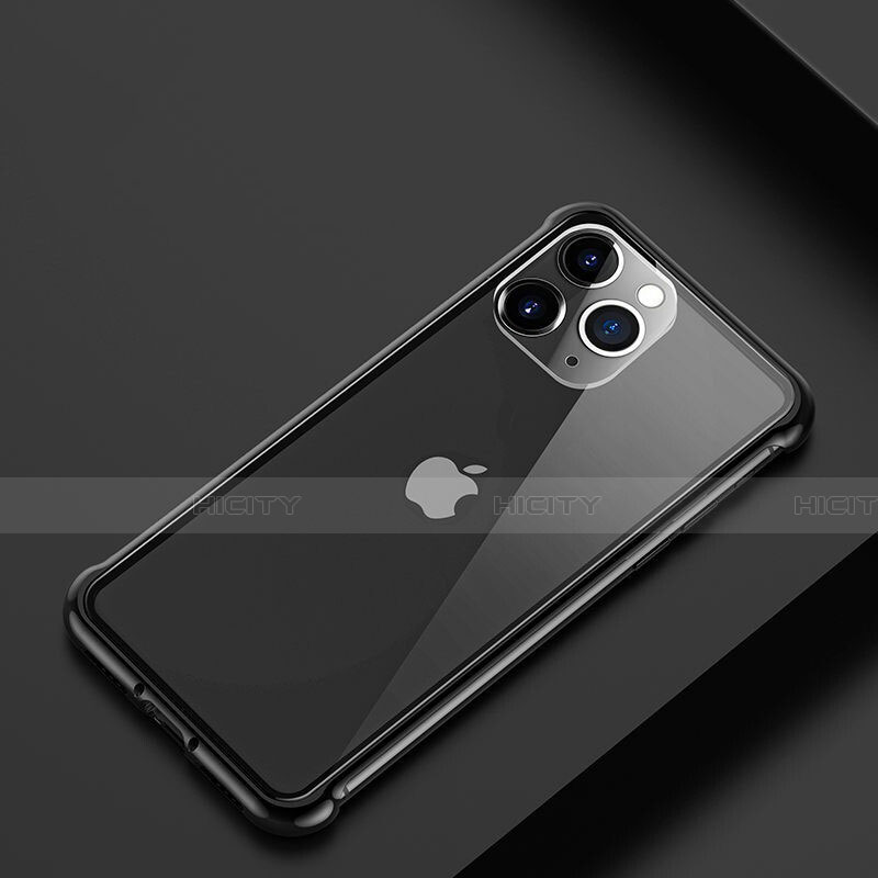 Custodia Lusso Alluminio Laterale Cover T01 per Apple iPhone 11 Pro Max Nero
