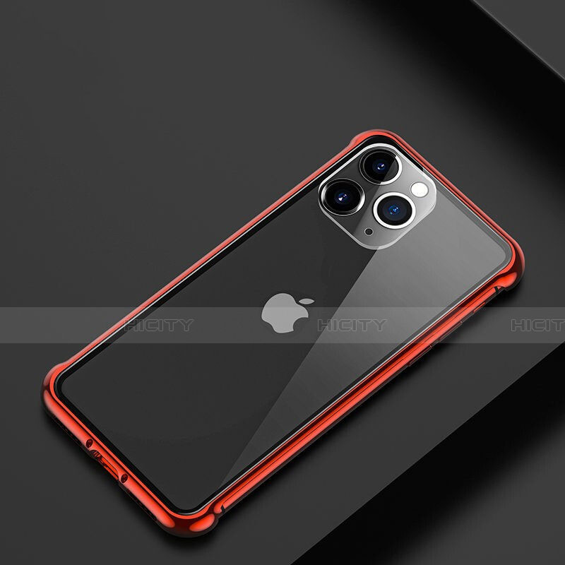 Custodia Lusso Alluminio Laterale Cover T01 per Apple iPhone 11 Pro Max Rosso