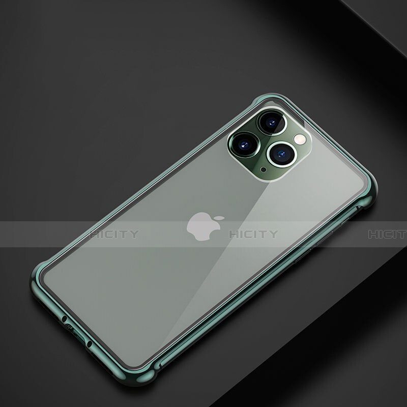 Custodia Lusso Alluminio Laterale Cover T01 per Apple iPhone 11 Pro Max Verde