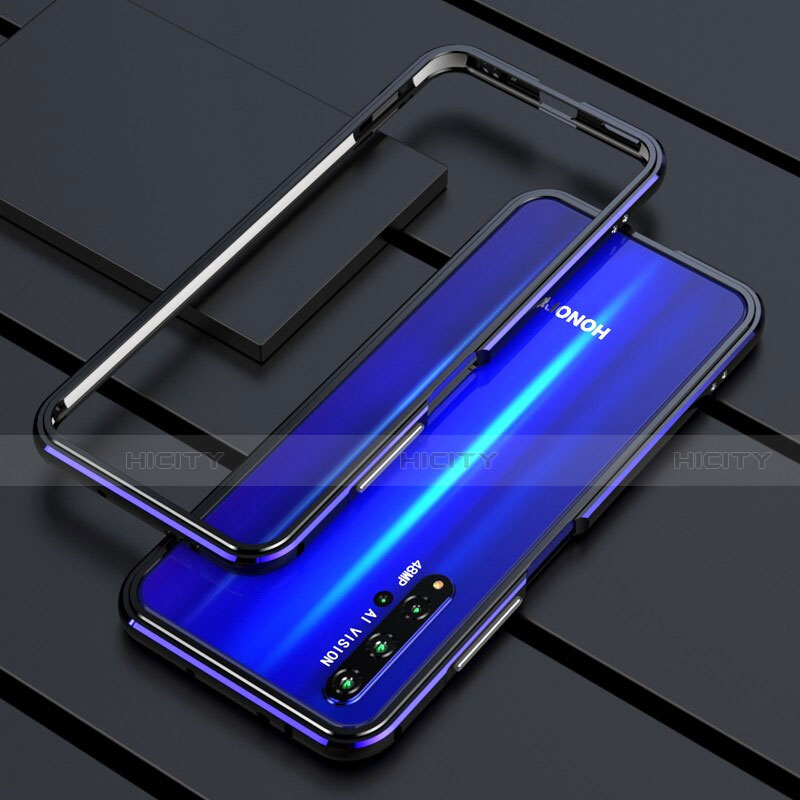 Custodia Lusso Alluminio Laterale Cover T01 per Huawei Honor 20 Blu e Nero