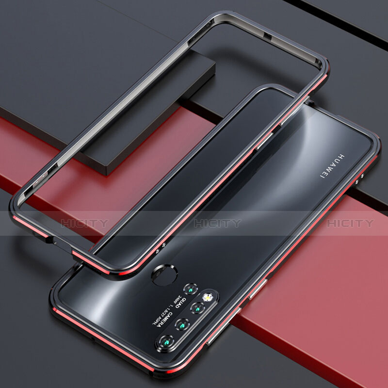 Custodia Lusso Alluminio Laterale Cover T01 per Huawei Nova 5i Rosso e Nero