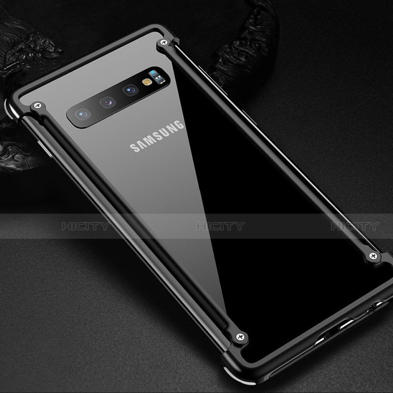 Custodia Lusso Alluminio Laterale Cover T01 per Samsung Galaxy S10 Plus Nero