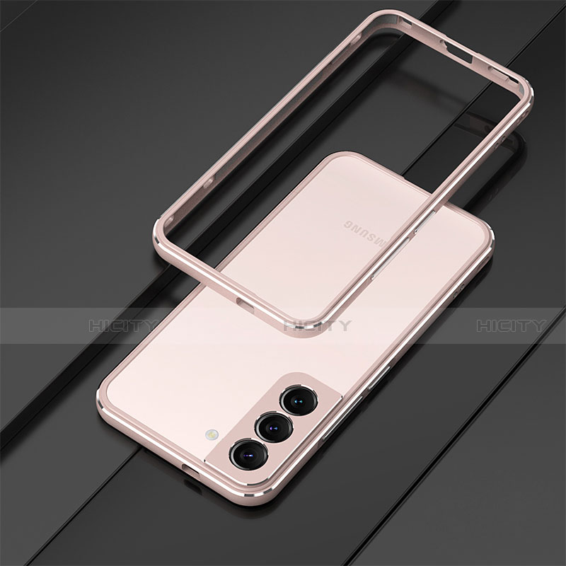 Custodia Lusso Alluminio Laterale Cover T01 per Samsung Galaxy S21 5G Oro Rosa