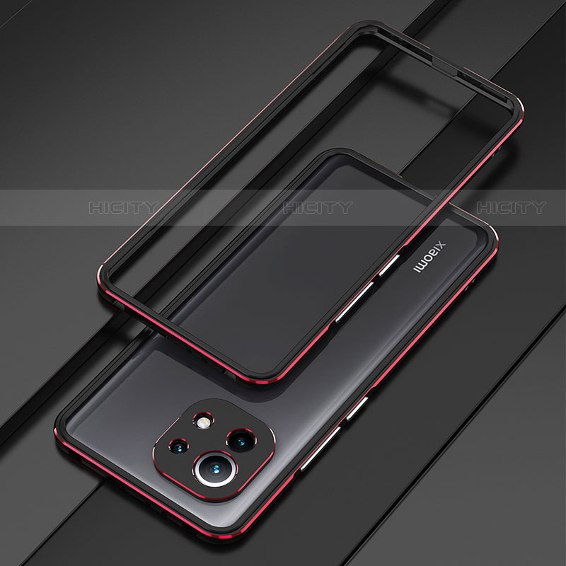 Custodia Lusso Alluminio Laterale Cover T01 per Xiaomi Mi 11 5G Rosso