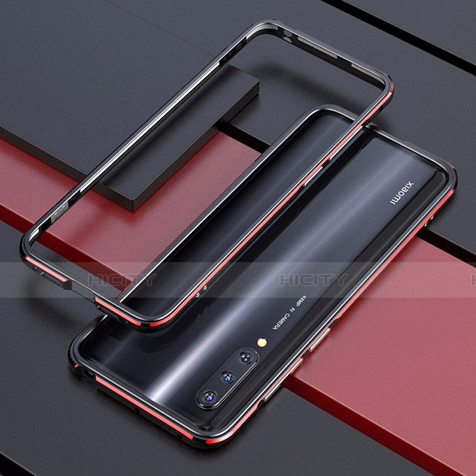 Custodia Lusso Alluminio Laterale Cover T01 per Xiaomi Mi A3 Rosso
