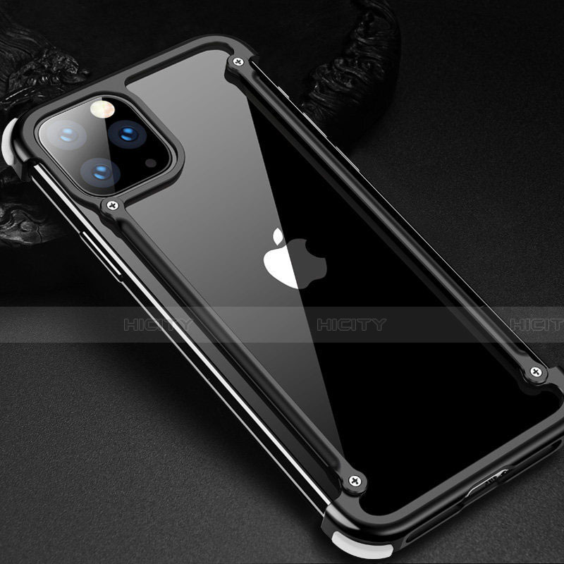 Custodia Lusso Alluminio Laterale Cover T02 per Apple iPhone 11 Pro Max Nero