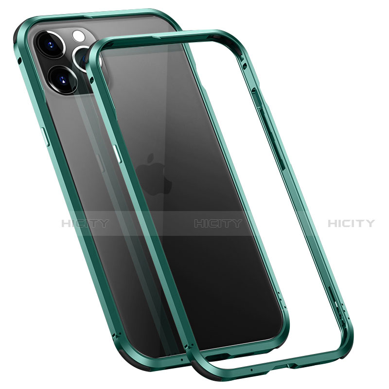 Custodia Lusso Alluminio Laterale Cover T02 per Apple iPhone 12 Pro Max Verde