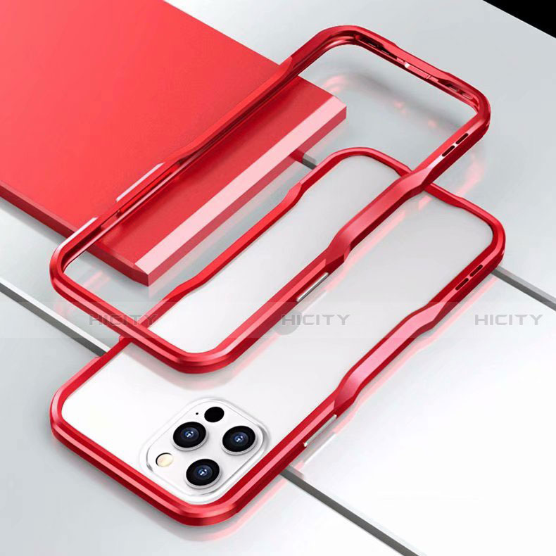 Custodia Lusso Alluminio Laterale Cover T03 per Apple iPhone 12 Pro Max Rosso