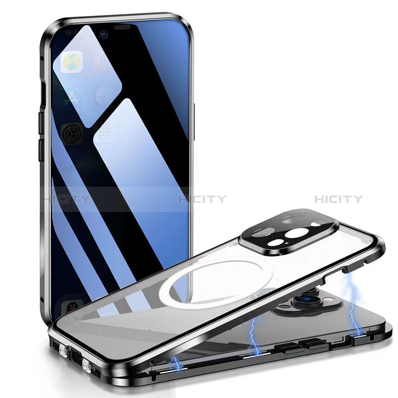 Custodia Lusso Alluminio Laterale Specchio 360 Gradi Cover con Mag-Safe Magnetic per Apple iPhone 13 Pro