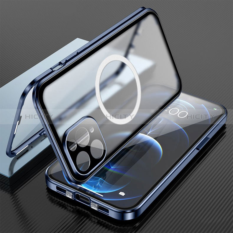 Custodia Lusso Alluminio Laterale Specchio 360 Gradi Cover con Mag-Safe Magnetic per Apple iPhone 13 Pro