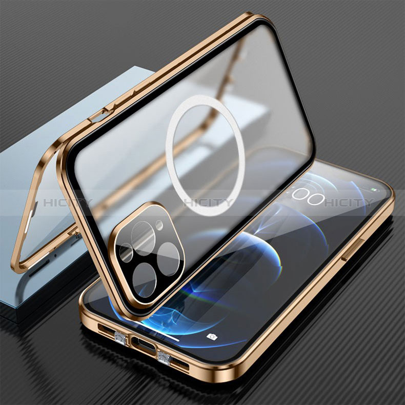 Custodia Lusso Alluminio Laterale Specchio 360 Gradi Cover con Mag-Safe Magnetic per Apple iPhone 13 Pro