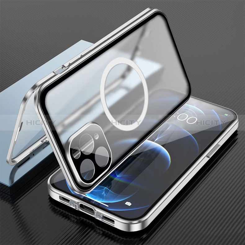 Custodia Lusso Alluminio Laterale Specchio 360 Gradi Cover con Mag-Safe Magnetic per Apple iPhone 14 Pro